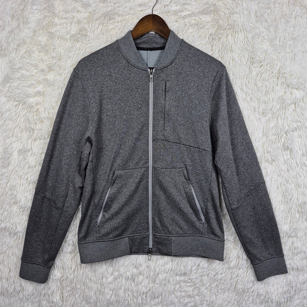 Lululemon Mens City Sweat Thermo Bomber Jacket Heathered Grey Full Zip Size S